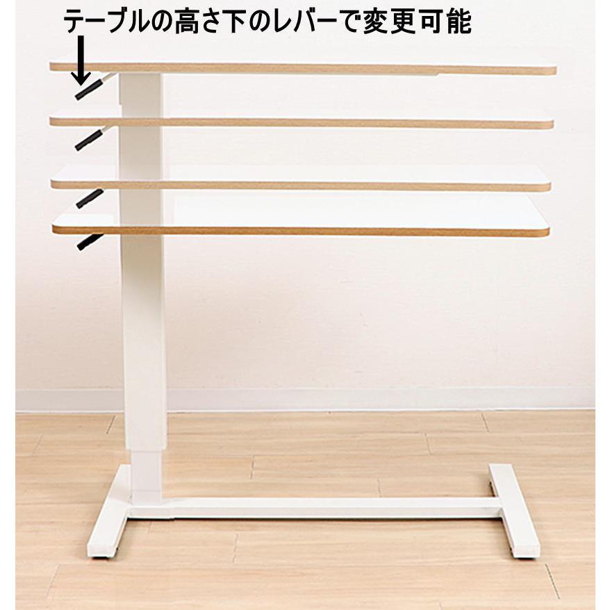 天板90cm幅ガス圧式ベッドテーブル、豆キャスター付yama82529wh  色はホワイトでお届けします。｜yukimi-kagu｜08