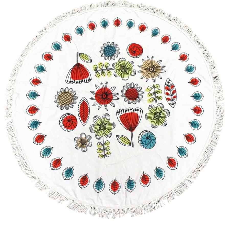 ラウンドマルチカバータオル 120/130cm 3柄 円形 ラグ ブランケット