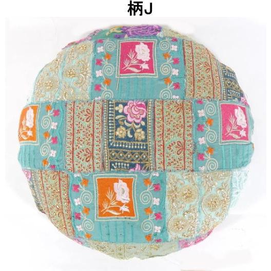 ザリや華やかなカンバディアを使った刺繍のパッチワークスツール約直径