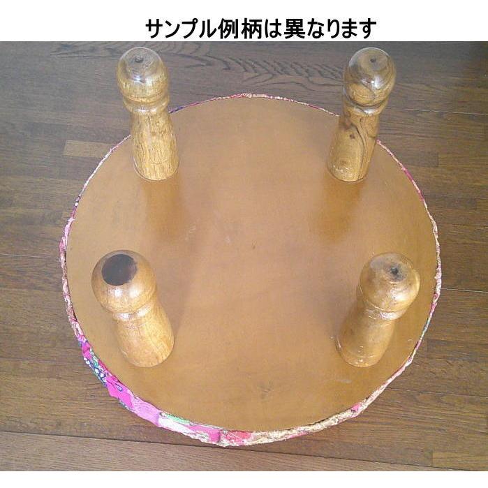 ザリや華やかなカンバディアを使った刺繍のパッチワークスツール約直径