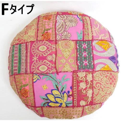 ザリや華やかなカンバディアを使った刺繍のパッチワークスツール約直径