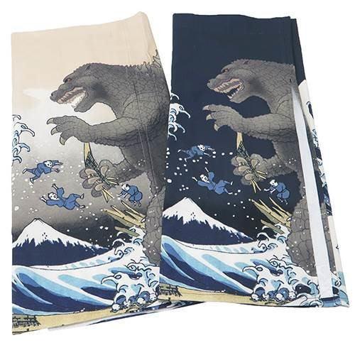 ゴジラ 暖簾(のれん三つ割れ)890×550mm/富嶽三十六景大怪獣ノ図