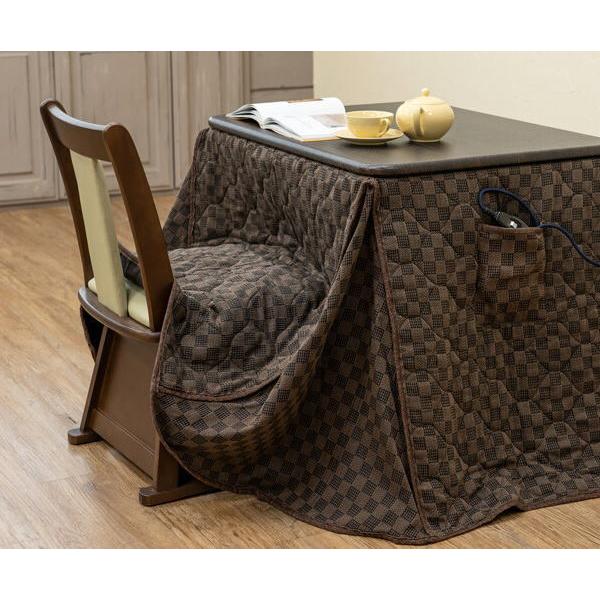 ダイニングコタツ、デスク兼用80x60cm 掛け布団、椅子の3点