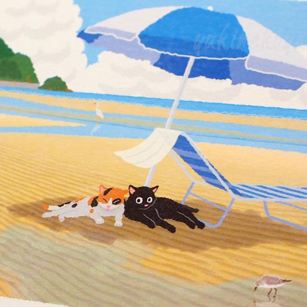 猫のポストカード たびねこ ビーチでお昼寝 森俊憲 もりとしのり