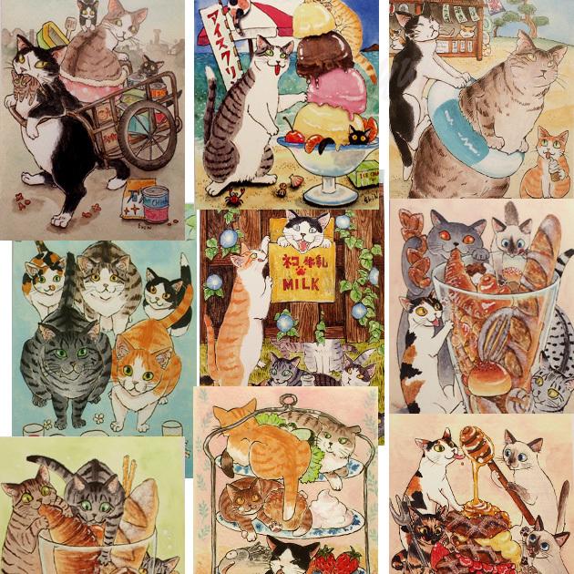 ねこパンツくん　　ポストカード 猫 ポストカード トコロコムギ 春 桜 トラネコ はちわれ 絵葉書