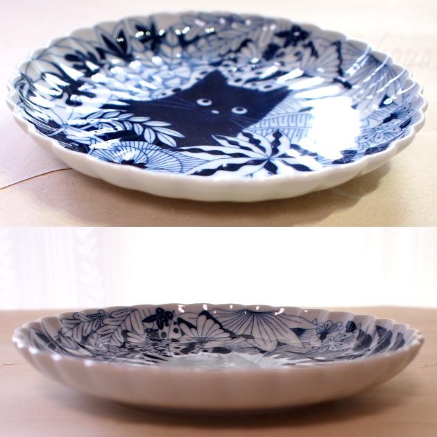 猫 小皿 取り皿 Aruhino 黒猫 呉須猫 菊割 有田焼 波佐見焼 日本