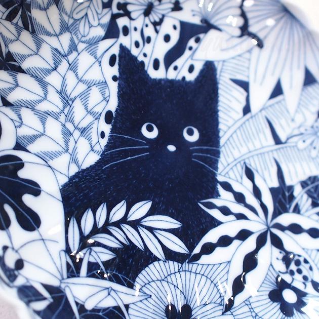 猫 小皿 取り皿 Aruhino 黒猫 呉須猫 菊割 有田焼 波佐見焼 日本