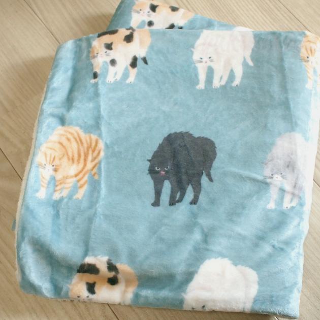 猫柄 ヤンノカキャット デジプリブランケット 裏ボア ふんわりあったか