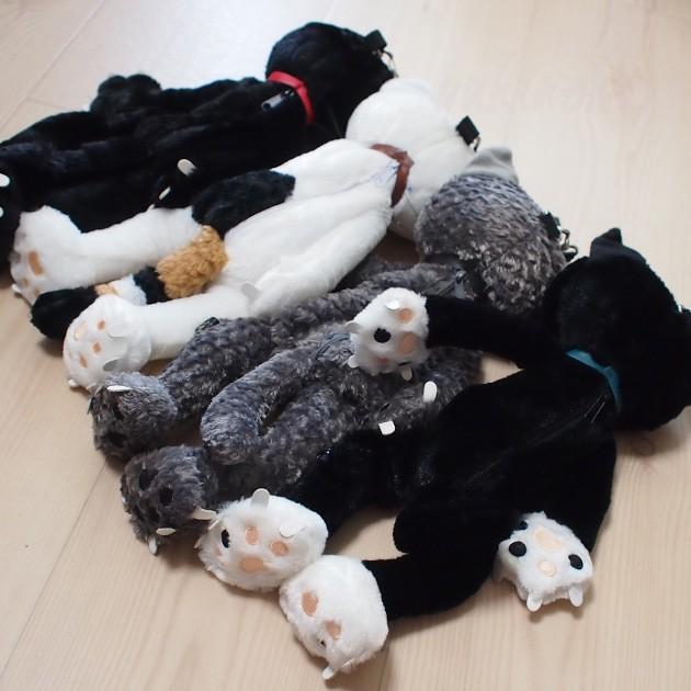 猫のぬいぐるみポーチ Scratchスクラッチ 米田民穂 黒猫 灰色猫 三毛猫