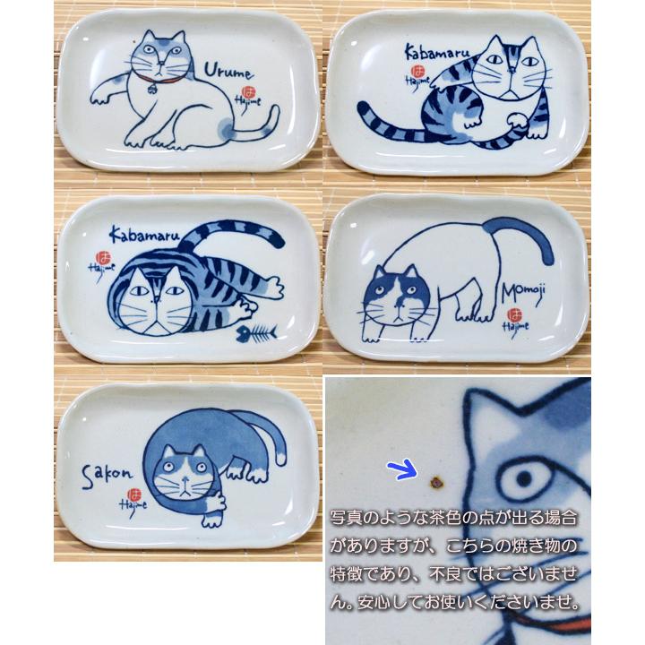 猫のお皿 やんちゃ猫 角皿セット 5枚入り 岡本肇 日本製 瀬戸焼 和風