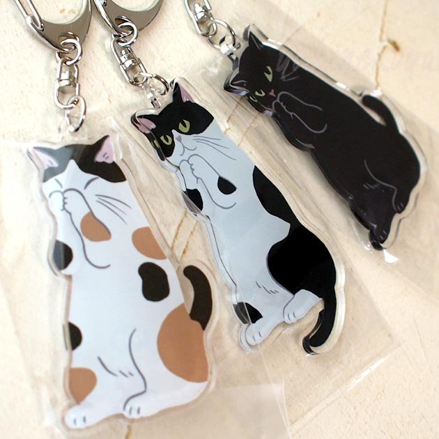 猫のアクリルキーホルダー お願いにゃんこ 招福 キーリング バッグ