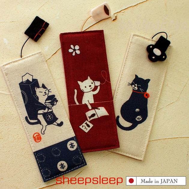 Seasonal Wrap入荷 猫のしおり 猫柄 布しおり Sheepsleep 手作り 日本製 栞 ブックマーカー 和風 文房具 ステーショナリー ギフト 猫雑貨 ネコグッズ ねこ キャット