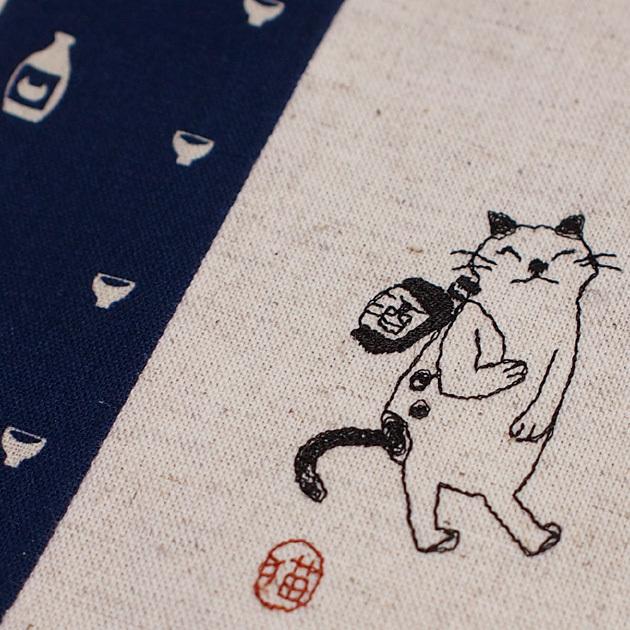 ネコ柄 お薬手帳ケース 刺しゅう柄 sheepsleep 手作り 日本製