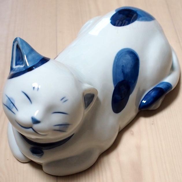 陶器製枕 染付猫陶枕 薬師窯 お昼寝まくら 陶器製 インテリア 陶器製枕 染付猫陶枕 薬師窯 お昼寝まくら 陶器製 インテリア