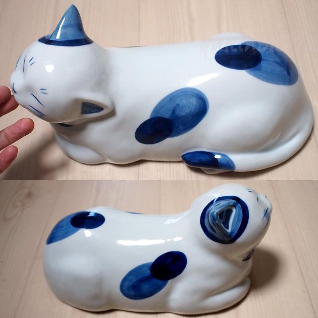 陶器製枕 染付猫陶枕 薬師窯 お昼寝まくら 陶器製 インテリア 陶器製枕 染付猫陶枕 薬師窯 お昼寝まくら 陶器製 インテリア