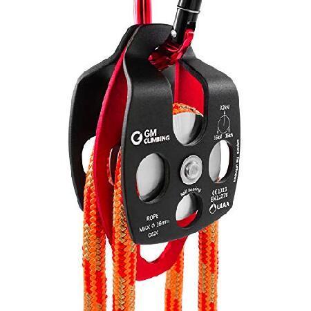 GM CLIMBING 32kN UIAA Certified Large Rescue Pulley Single/Double Sheave with Swing Plate CE/UIAA (Black)｜yukinko-03｜05