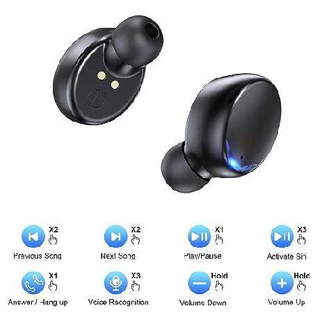 BMHOLU Wireless Earbuds with Large Charging Case and Phone Charging Function, IPX5 Waterproof, Hi-Fi Stereo Sound, Touch Control, for iOS/Android - Pe｜yukinko-03｜05