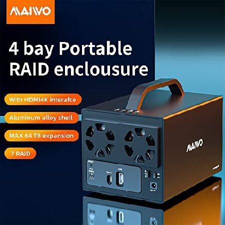 MAIWO 4ベイ RAID 外付けハードドライブエンクロージャ 2.5インチ 3.5インチ Type-C - SATA HDD SSDエンクロージャ、72TB＆RAID 0/1/5/10/クローンRAIDモードハ｜yukinko-03｜02