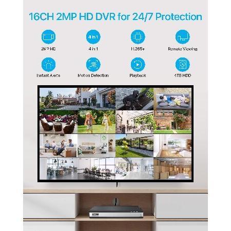 ZOSI H.265+ 16 Channel Security Camera System 1080p,16 Channel DVR with Hard Drive 4TB and 16 x 1080p Surveillance CCTV Camera Outdoor Indoor with 120｜yukinko-03｜02