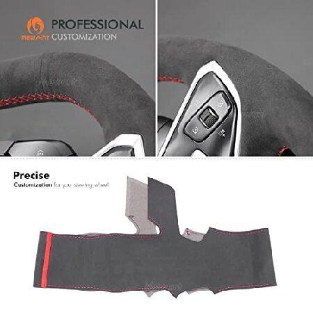 MEWANT Dark Gray Alcantara Hand Sew Car Steering Wheel Cover for Chevrolet Corvette (C8) 2020-2022 / Stingray / Z06｜yukinko-03｜06