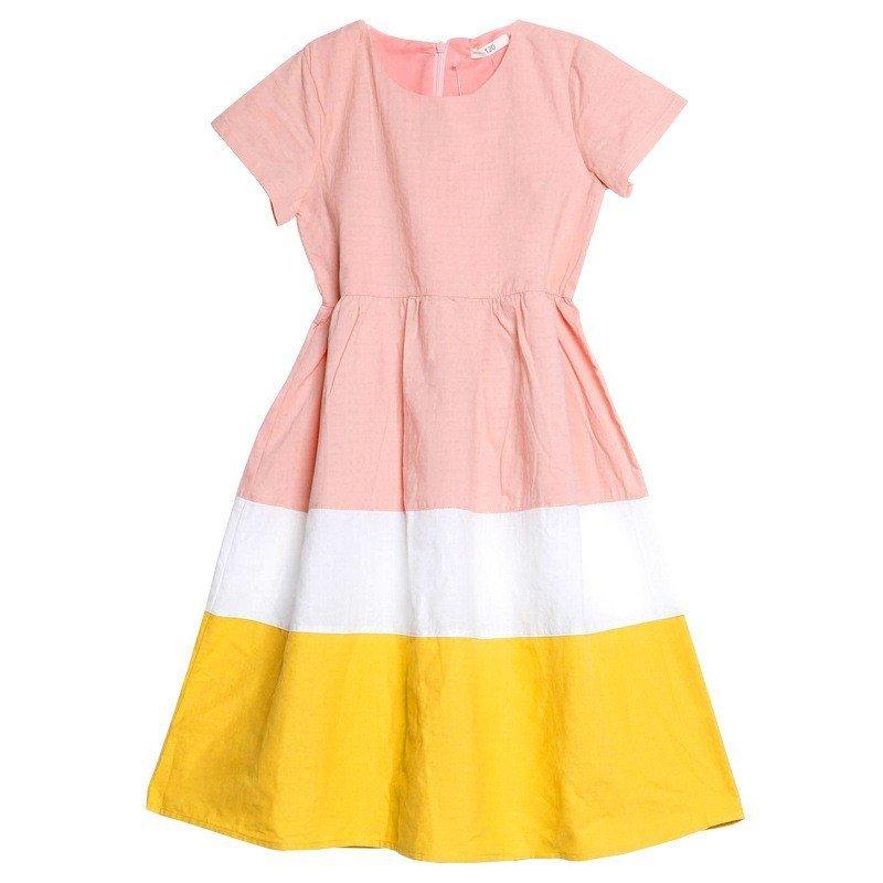 女の子 夏ワンピース 韓国ファション ガールズ キッズワンピース 春春夏 子どもドレス ジュニア 半袖 Aライン ロング丈 かわいい 通園通学 人気 驚きの安さ