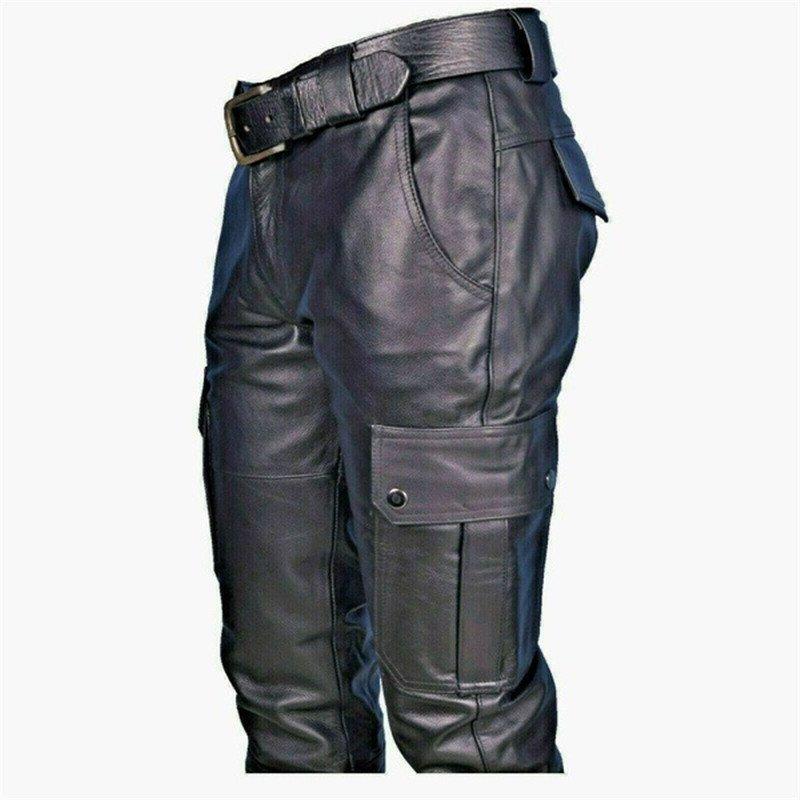 レザーパンツ メンズ 革パン PU レザー バイクパンツ カーゴパンツ ロングパンツ 皮パンツ 大きいサイズ ライダースパンツ 防風 カジュアル|yukinselection|04