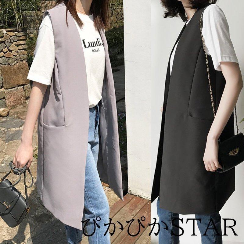 ロング ベスト レディース スリム ジレ リネン 麻 サマーベスト 大きいサイズ アウター 春 夏 黒ベスト 通勤ロング チョッキ カーディガン 袖なし ファッション Kapp 278 Yukinselection 通販 Yahoo ショッピング