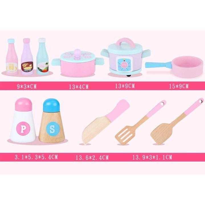 ままごと キッチン 木製 木製おもちゃ キッチン 冷蔵庫 付属品付き 可愛い 調理器具 ままごとセット 台所 子供 誕生日プレゼント 知育玩具|yukinselection|04