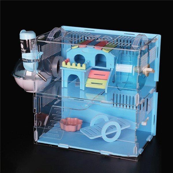 ハムスター用品 ハムスターケージ 小動物用ケージ ケージ 広いハウス 小動物小屋 籠 かご 飼育 大きい 透明 2階建て 飼育ケース 贅沢セット リス|yukinselection|02