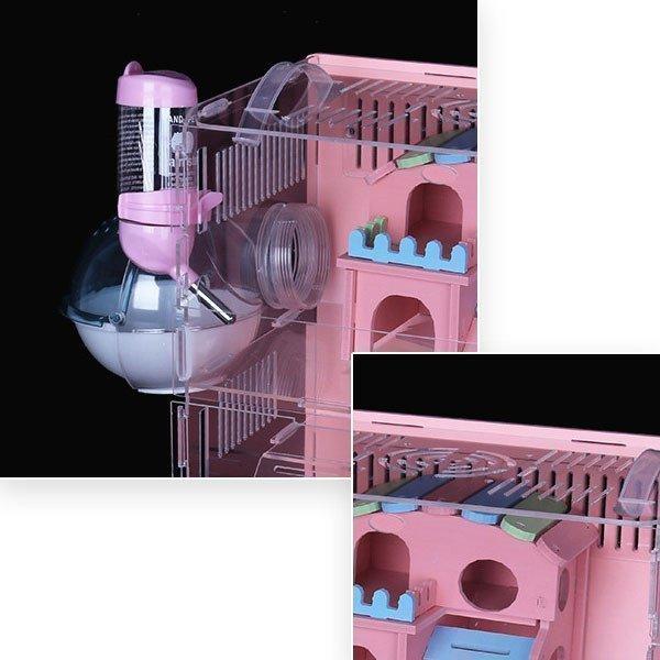 ハムスター用品 ハムスターケージ 小動物用ケージ ケージ 広いハウス 小動物小屋 籠 かご 飼育 大きい 透明 2階建て 飼育ケース 贅沢セット リス|yukinselection|03