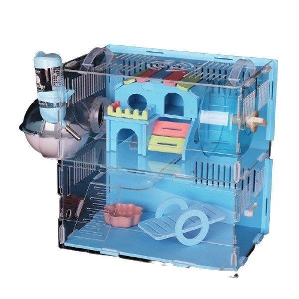 ハムスター用品 ハムスターケージ 小動物用ケージ ケージ 広いハウス 小動物小屋 籠 かご 飼育 大きい 透明 2階建て 飼育ケース 贅沢セット リス|yukinselection|04