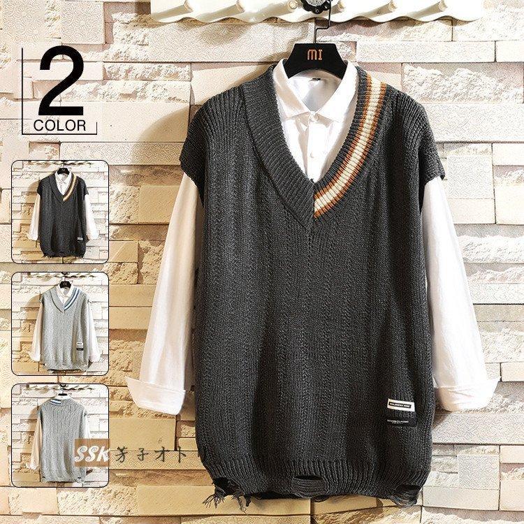 人気新品 ベスト ジレ ニットベスト メンズ 秋服 ゆったり ニット セーター ニットベスト メンズ 秋服 ゆったり ニット セーター Vネック オーバーサイズ トップス プルオーバー 秋冬 秋