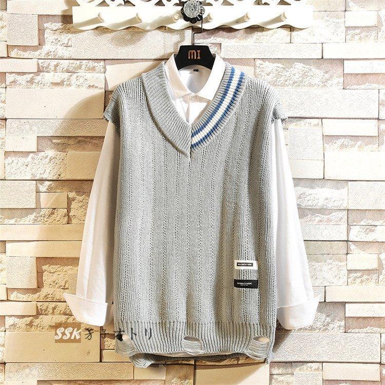 人気新品 ベスト ジレ ニットベスト メンズ 秋服 ゆったり ニット セーター ニットベスト メンズ 秋服 ゆったり ニット セーター Vネック オーバーサイズ トップス プルオーバー 秋冬 秋