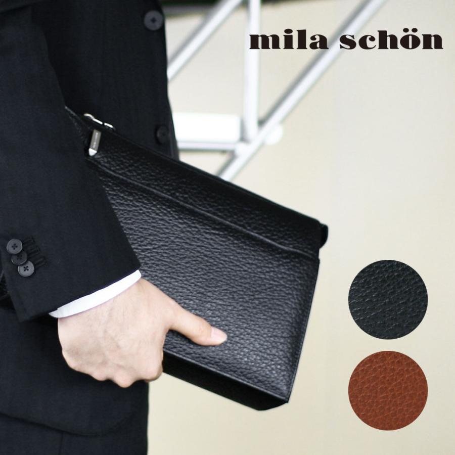 セカンドバッグ メンズ mila schon（ミラショーン）Nero（ネロ）クラッチバッグ セカンドバック 本革 牛革 A4未満 横型 軽量 日本製 40代 50代