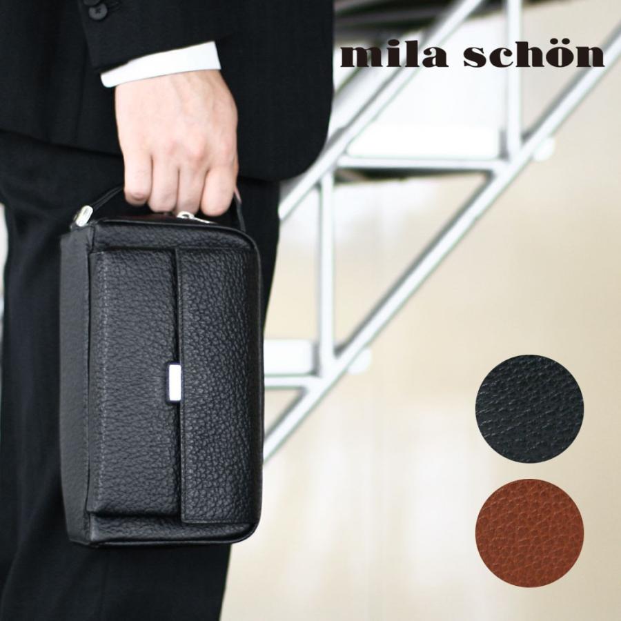 再再販 セカンドバッグ メンズ Mila Schon ミラショーン Nero ネロ クラッチバッグ セカンドバック 本革 牛革 ２ルーム 未満 横型 軽量 日本製 Web限定 Demo Tegalsari Ubud Com