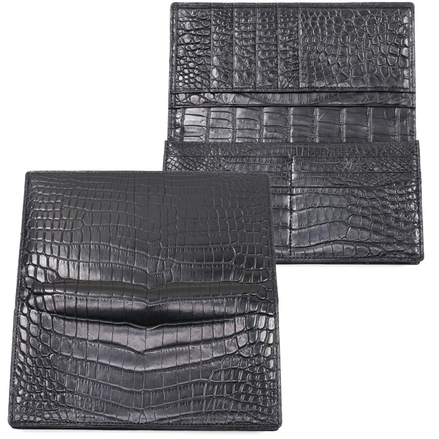 長財布メンズ ブランド 本革 小銭入れ付きなし Luggage AOKI 1894 Matt Crocodile マットクロコダイル レザー ワニ革 日本製 青木鞄 財布 40代 50代の画像