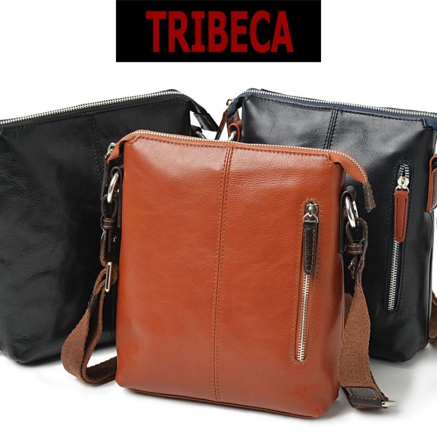ショルダーバッグ メンズ 革 本革 TRIBECA トライベッカ 斜めがけ バッグ 肩掛け 薄マチ 本革 レザー 40代 50代