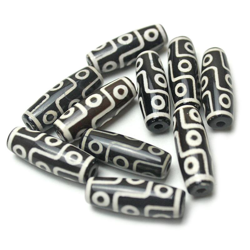 パワーストーン 黒九眼天珠 10粒売り 天然石10*30mm : ハンドメイド