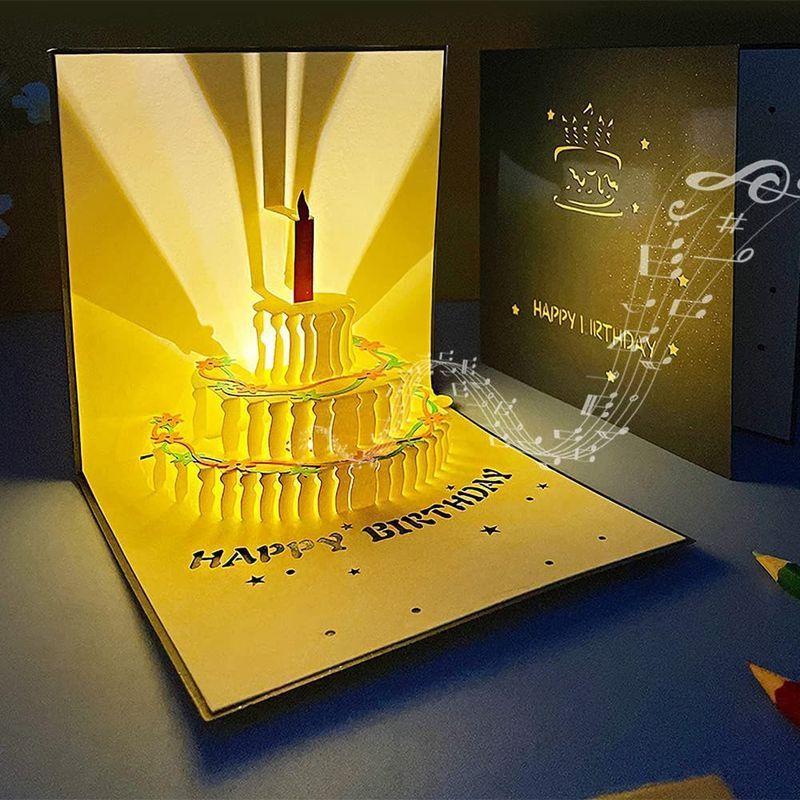 国内初の直営店 立体 誕生日カード メロディ付き バースデーカード 3dケーキ ポップアップカード メッセージカード 誕生日 グリーティングカード 封筒付き グリーティングカード Www We Job Com