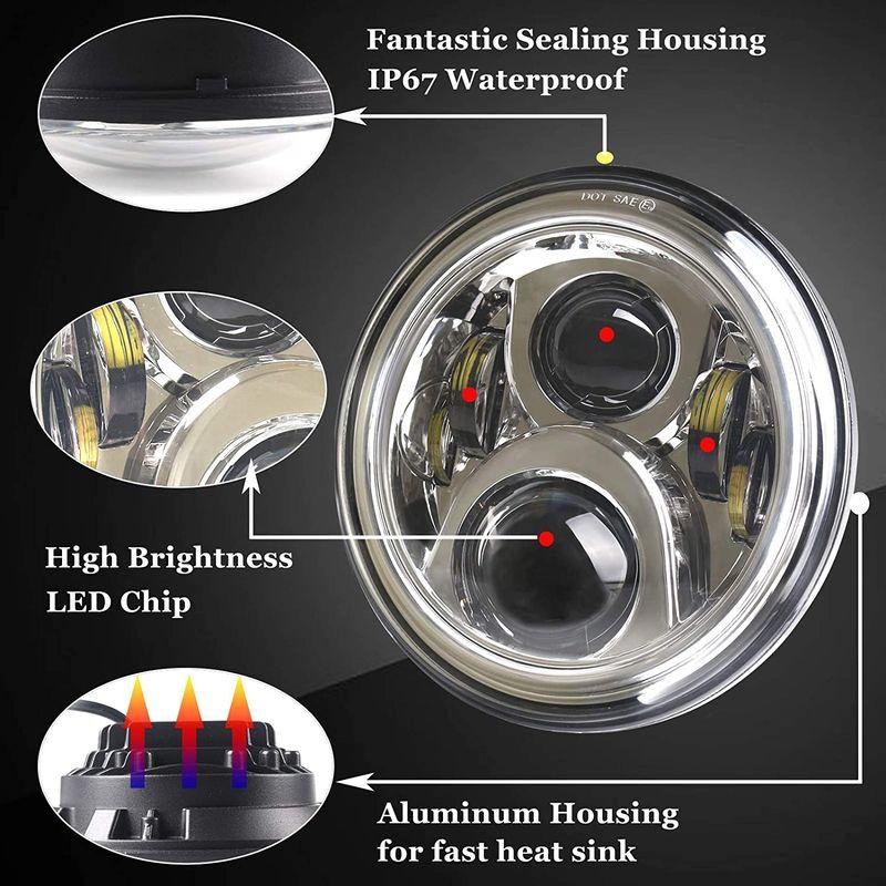 オートバイ 60W 7インチLEDヘッドライト、30W 4.5インチフォグ