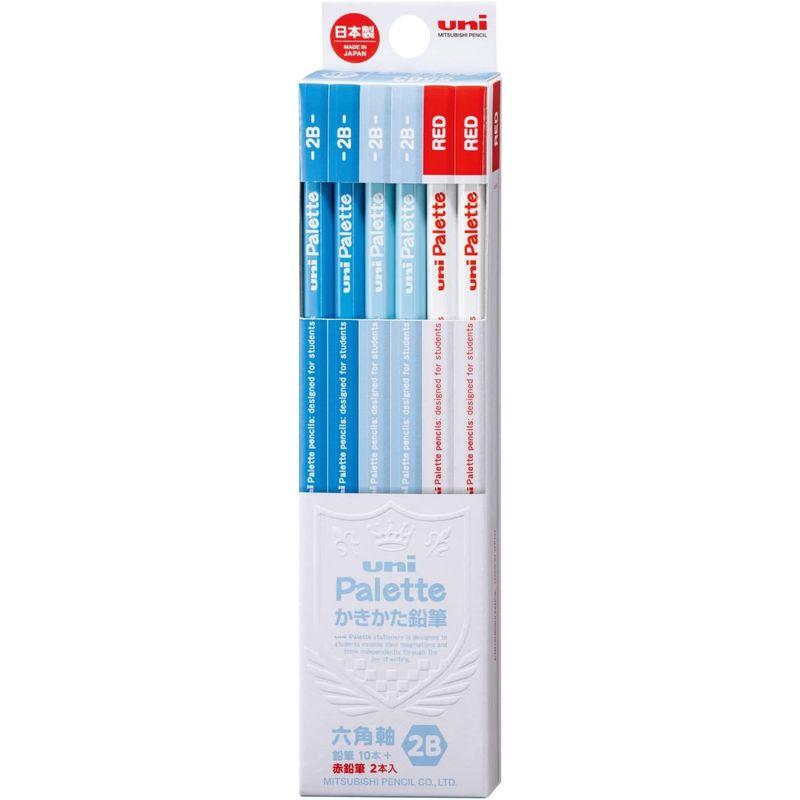 三菱鉛筆 かきかた鉛筆 ユニパレット 2B パステルブルー 1ダース 赤鉛筆付 K55632B｜yukiti-store｜02