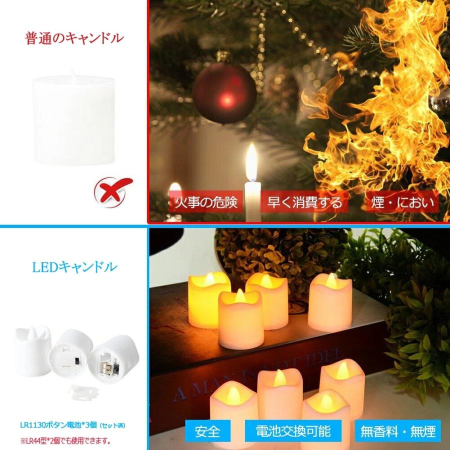 LEDキャンドル 24個セット キャンドルライト 電池 おしゃれ ろうそく ゆらぎ 雰囲気 部屋 癒し 玄関 ベランダ 結婚式 ランタン用｜yukizakura｜03