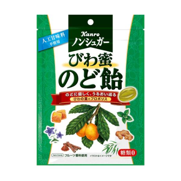 カンロ ノンシュガーびわ蜜のど飴 80g×4袋 (4901351001837)(np) (賞味期限2024.9月末) メール便全国送料無料|yukkun-reitou|02