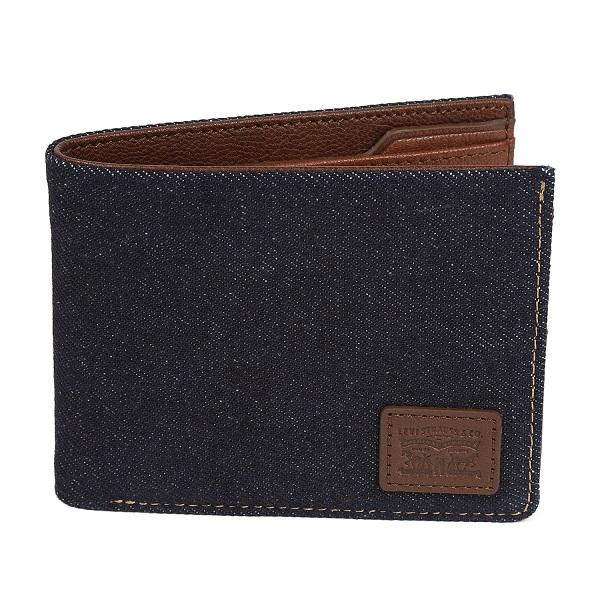 Levi's（リーバイス） メンズ財布 Levi's 2つ折り ブルー デニム× 牛革