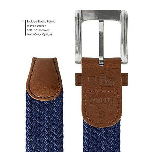 宅配便配送 Belts Com メンズ 伸縮性織物ストレッチベルトレザーインレイマルチカラーオプション 大 L 38 40 海軍 ベルト Proksi Si