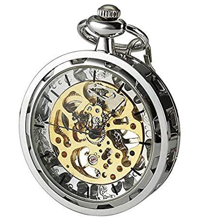 魅力の VigorosoメンズクラシックスチームパンクゴールドスケルトンHand Wind Mechanical Pocket Watch 腕時計