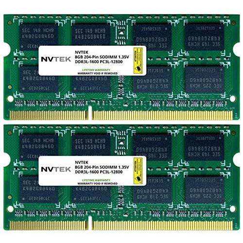 NVTEK 16GB (2x8GB) DDR3-1600 PC3-12800 SODIMM Laptop RAM Memory Upgrade