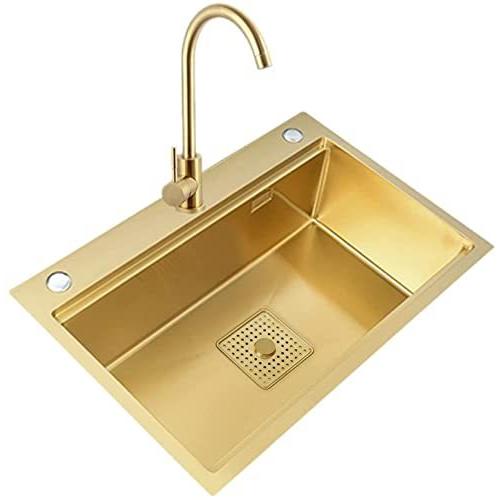 ファッションデザイナー Sink, Bar Kitchen Gold XYQSBY Stainless Kitch Basin Bowl Single Large Steel その他インテリア雑貨、小物