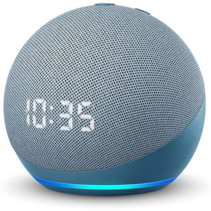 選べる2色 Echo Dot (エコードット) 第4世代 時計付き グレーシャーホワイト/トワイライトブルー スマートスピーカー with Alexa