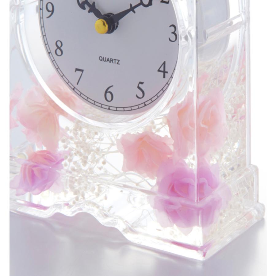 時計 置き時計 水中花 ローズ 薔薇雑貨 インテリア雑貨 バラ rose